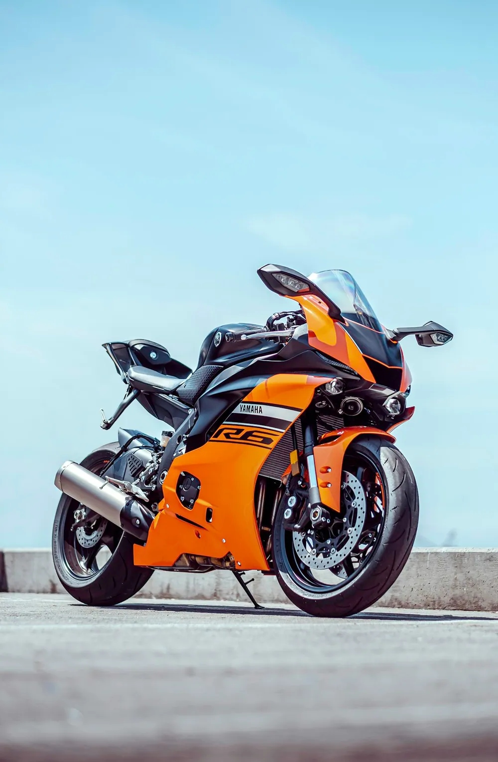 Orange and black Yamaha sportbike